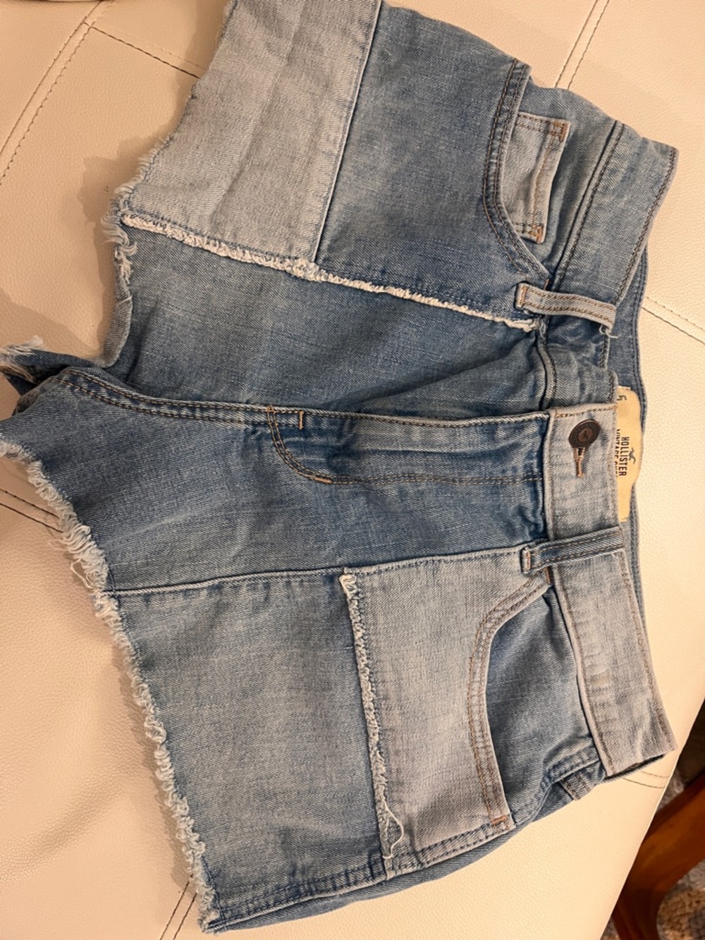Hollister Light Blue Patchwork Denim Jean Shorts